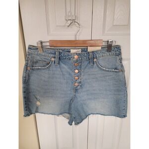 Universal Thread Womens Vintage Midi Denim Shorts Light Indie Button Fly Size 10